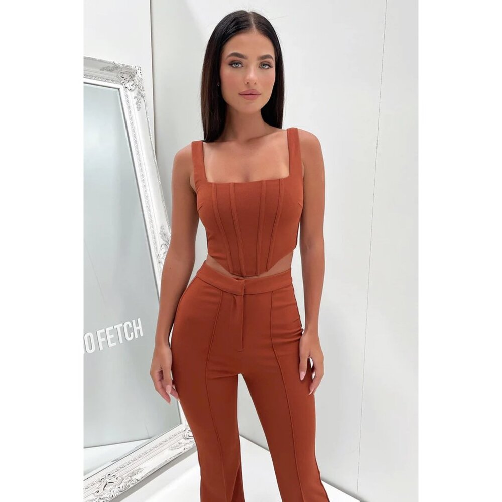 Thatssofetch Brown Corset & Flared Pants Set - image 2